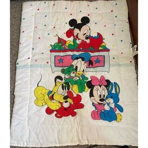 VINTAGE DUNDEE DISNEY MICKEY MOUSE TOY BOX MINNIE ETC COMFORTER BLANKET